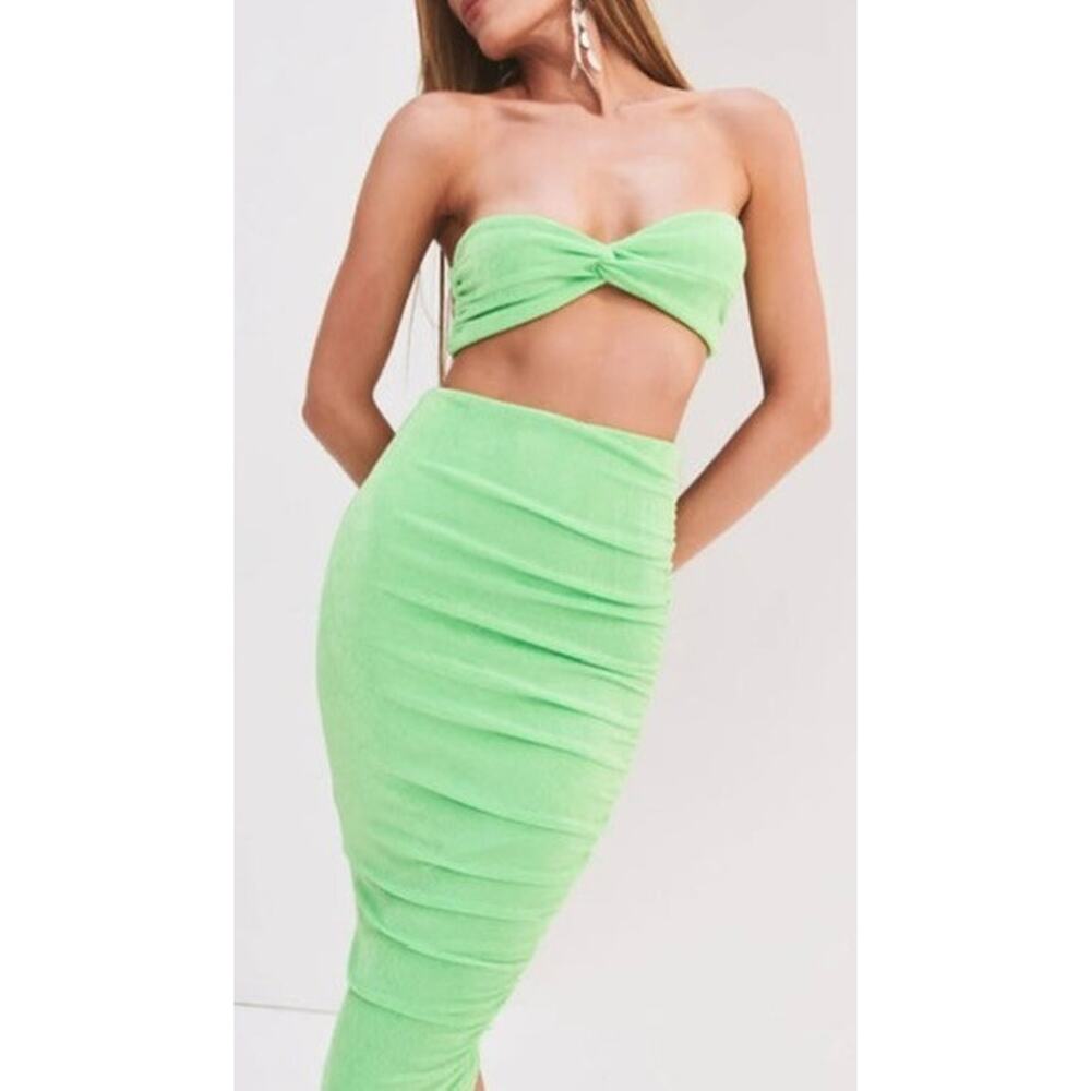 SER.O.YA Julia Set Lime Bandeau Top & Ruched Midi Skirt Womens Small NWT - Picture 3 of 3